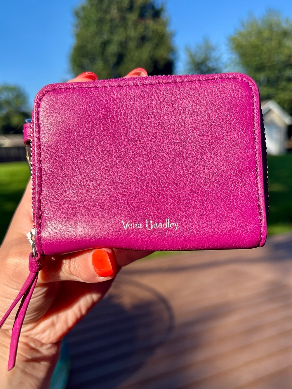 Vera Bradley Pink RFID Sycamore Leather Zip Wallet